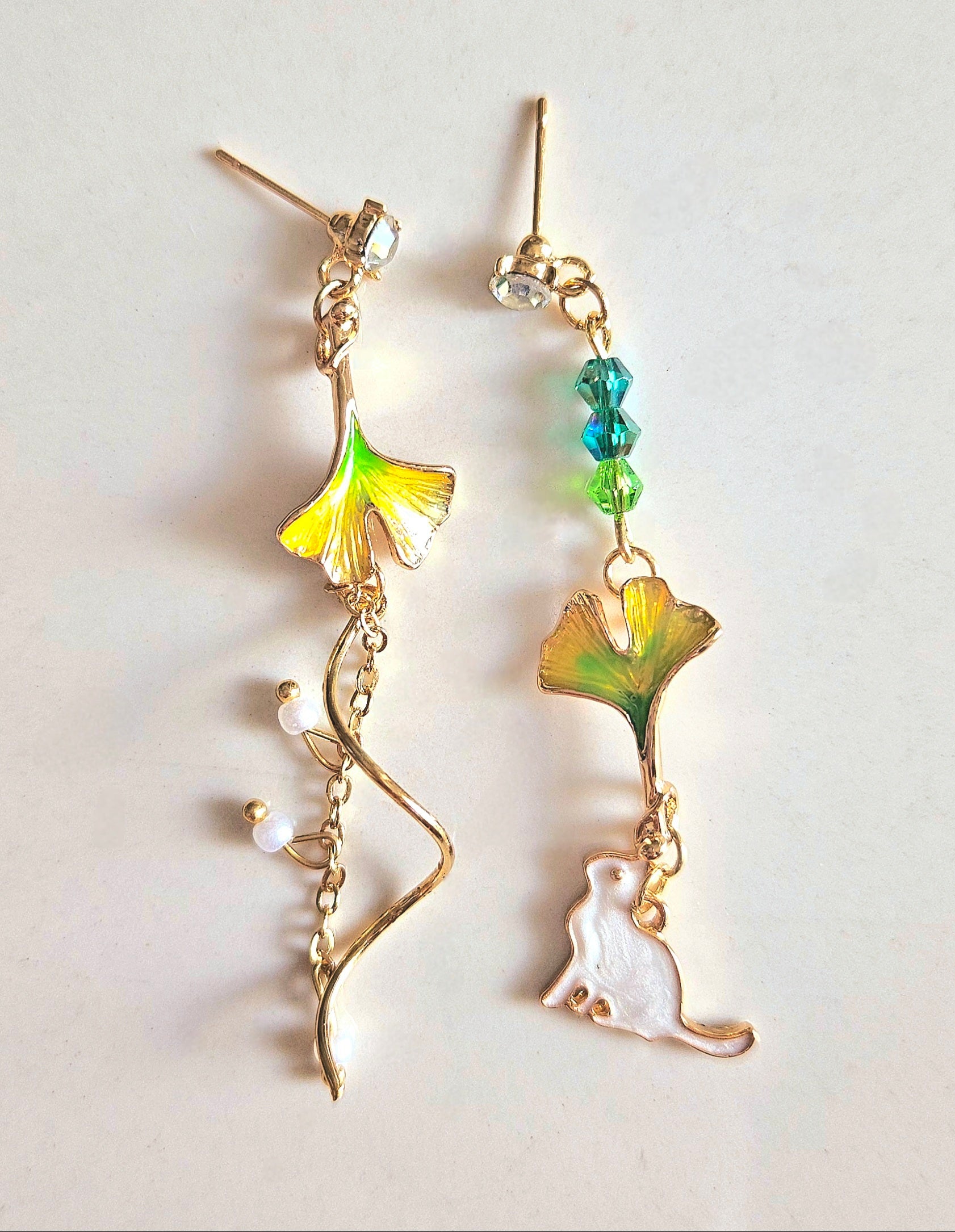 HAND-MADE KITTY & PETALS TASSEL EARRINGS