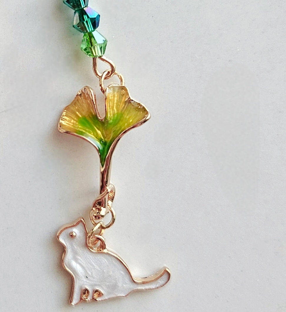 HAND-MADE KITTY & PETALS TASSEL EARRINGS