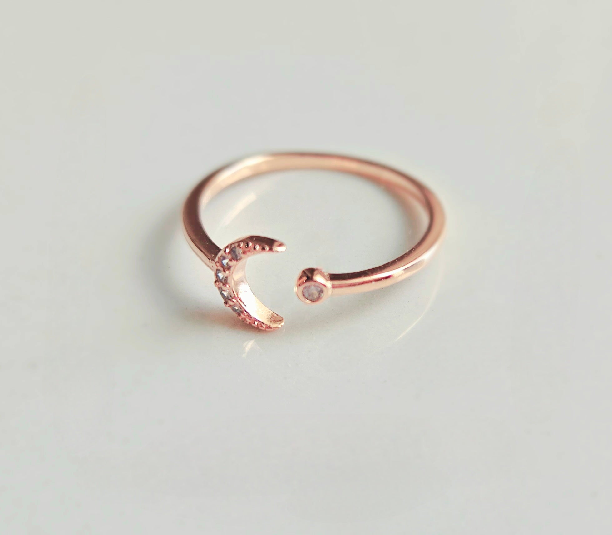 925 STERLING SILVER ROSE GOLD MOON RING