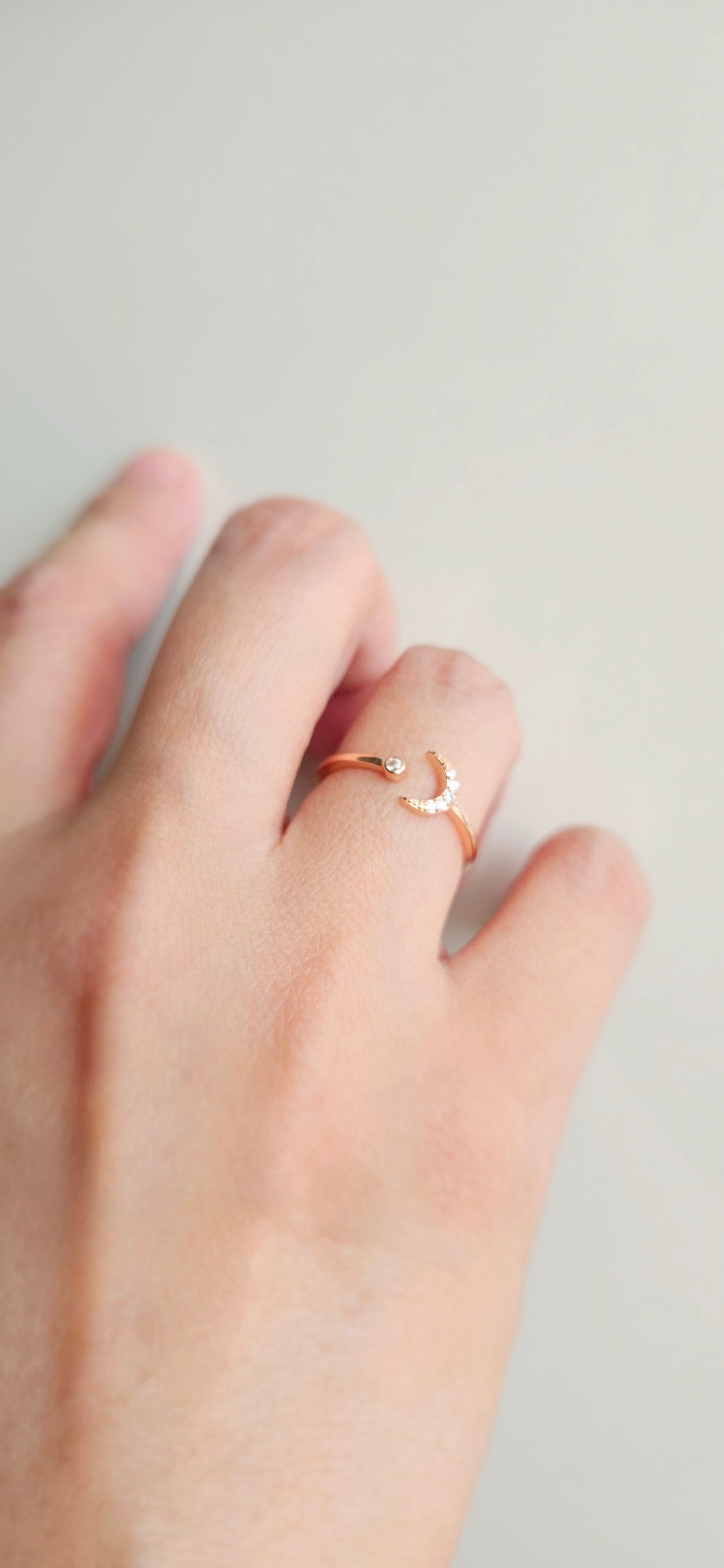 925 STERLING SILVER ROSE GOLD MOON RING