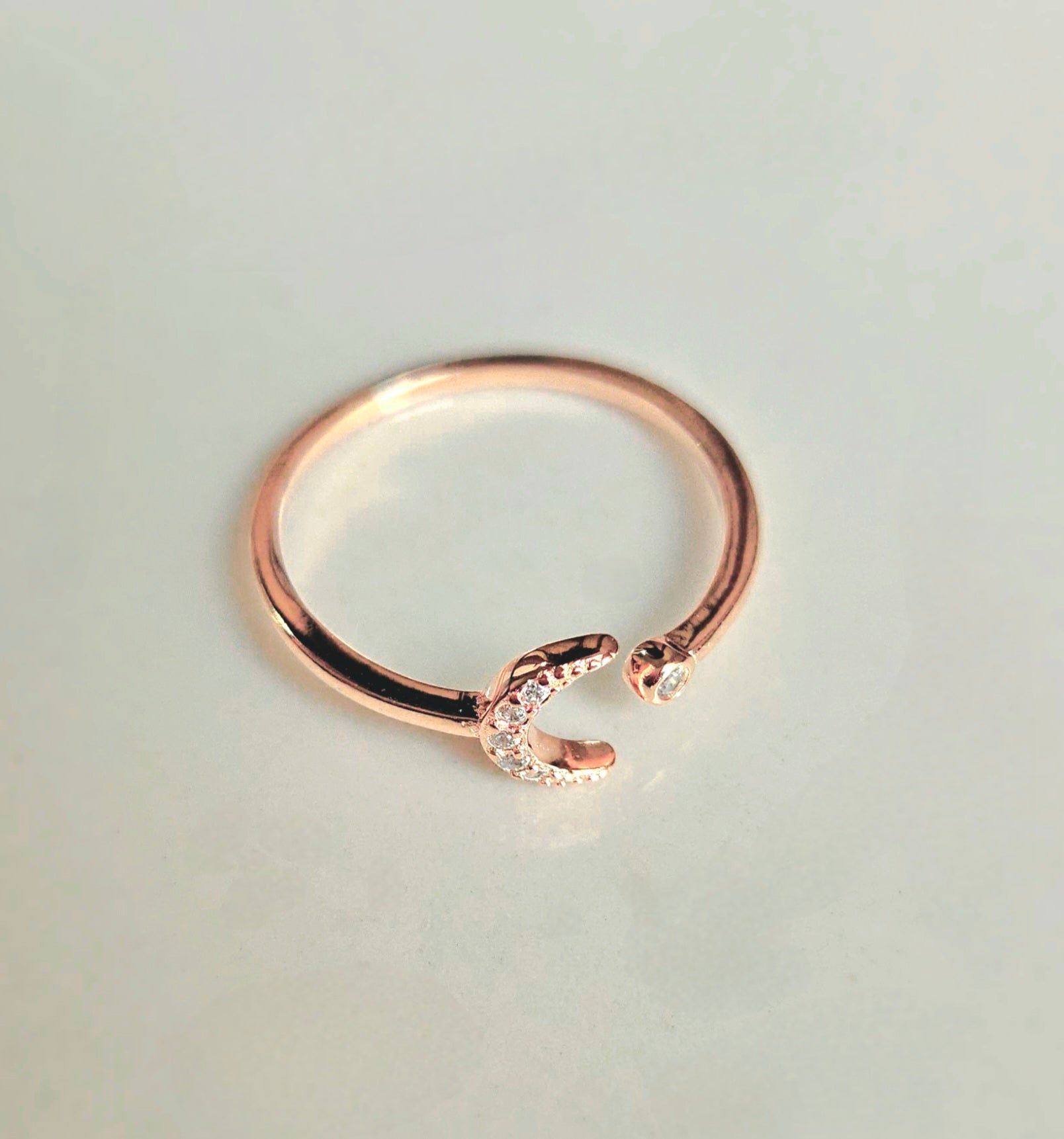 925 STERLING SILVER ROSE GOLD MOON RING