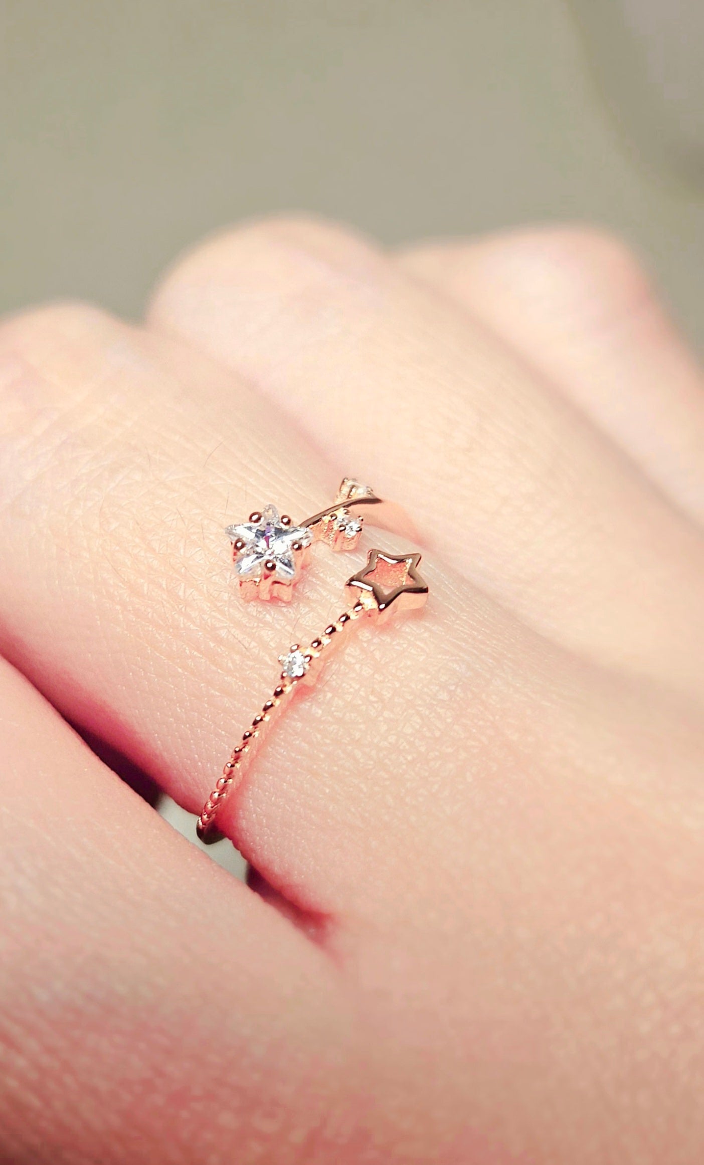 925 STERLING SILVER STAR GOLD-PLATED RING WITH CUBIC ZIRCONIA STONE