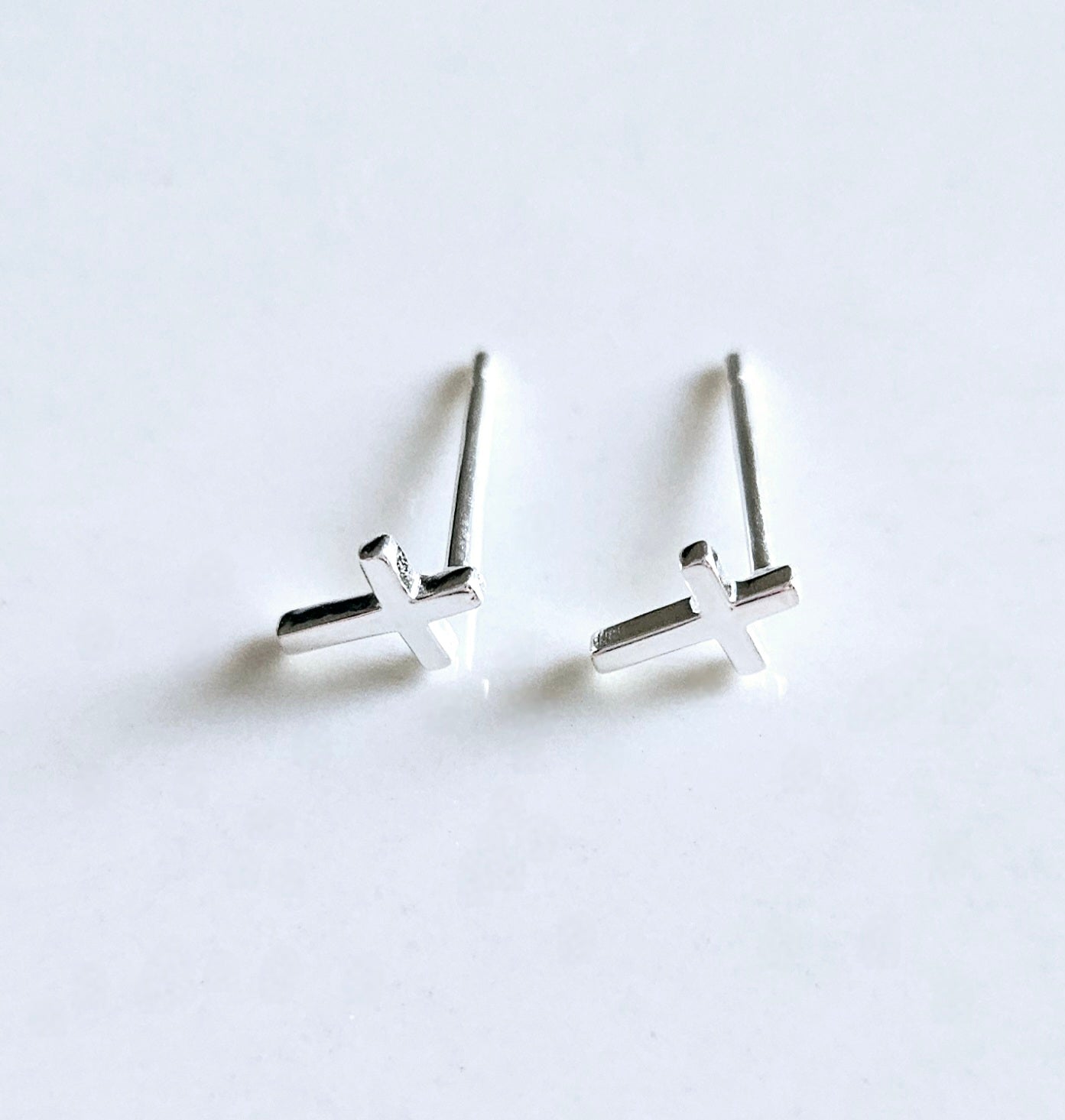 925 STERLING SILVER MINIMALIST CROSS EARRINGS