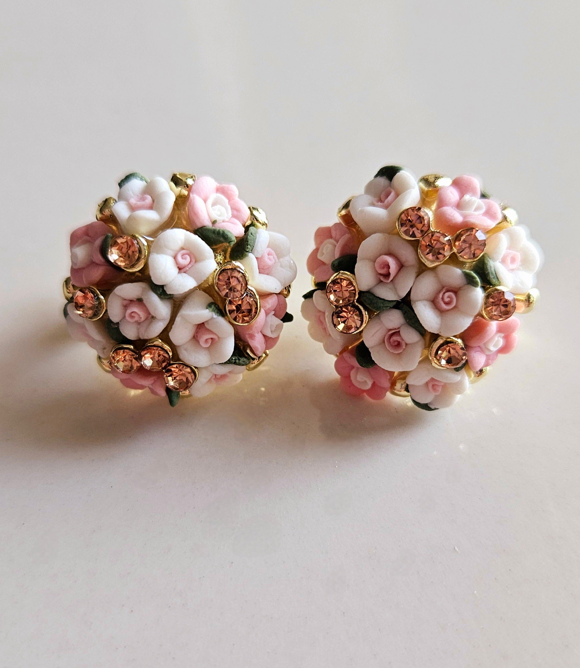 CERAMIC PINK BOUQUET OF BLOOM EARRINGS