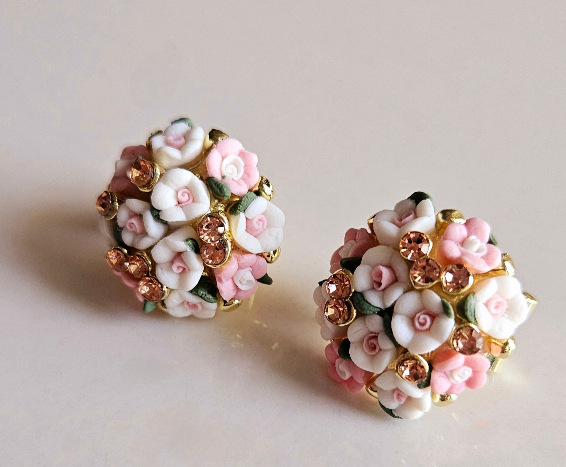 CERAMIC PINK BOUQUET OF BLOOM EARRINGS