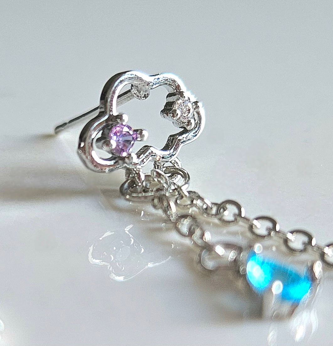 CUBIC ZIRCONIA RAIN & CLOUD DROP EARRINGS WITH 925 STERLING SILVER NEEDLE