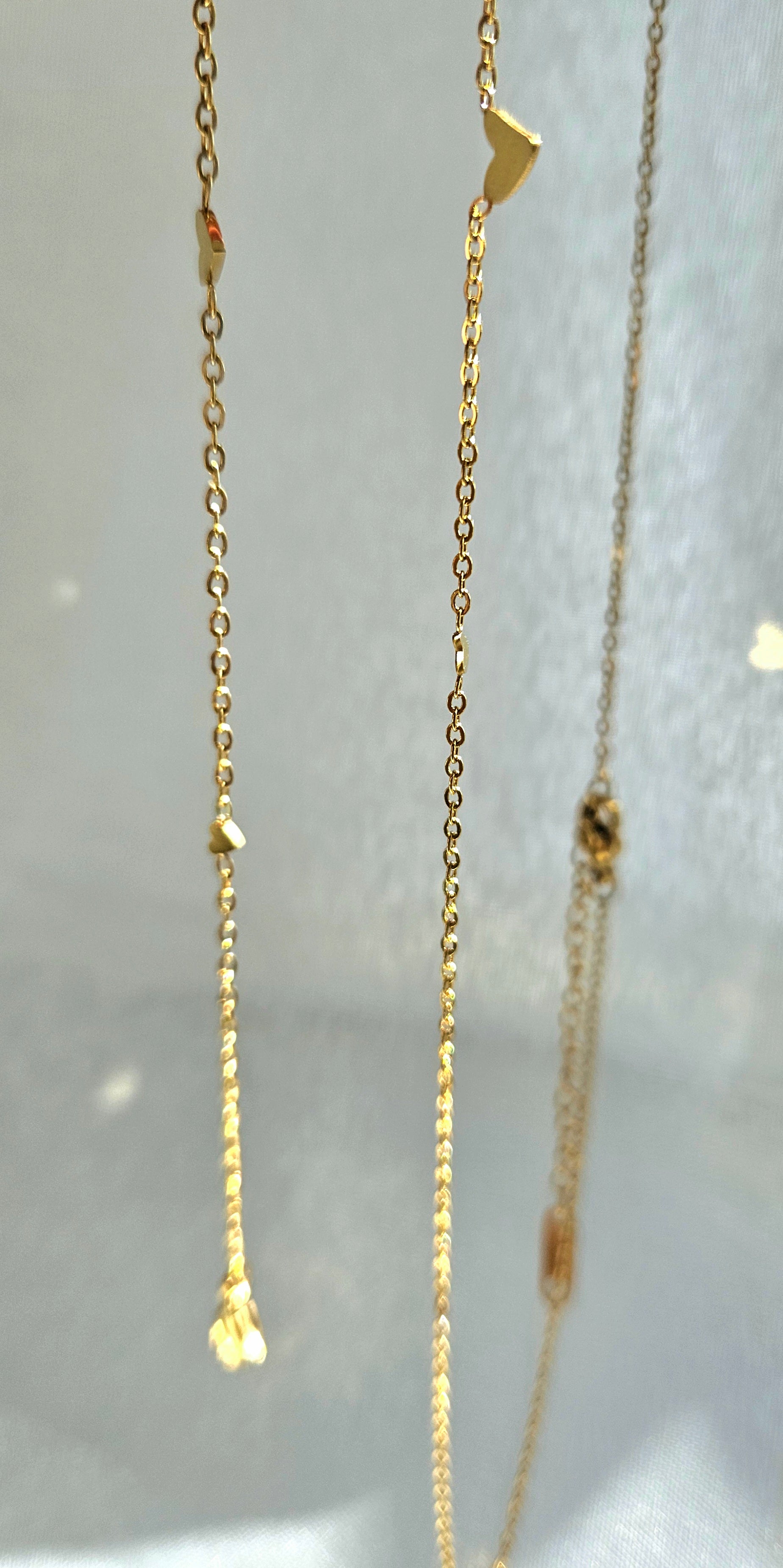 STAINLESS STEEL GOLD HEART BRACELET & NECKLACE SET