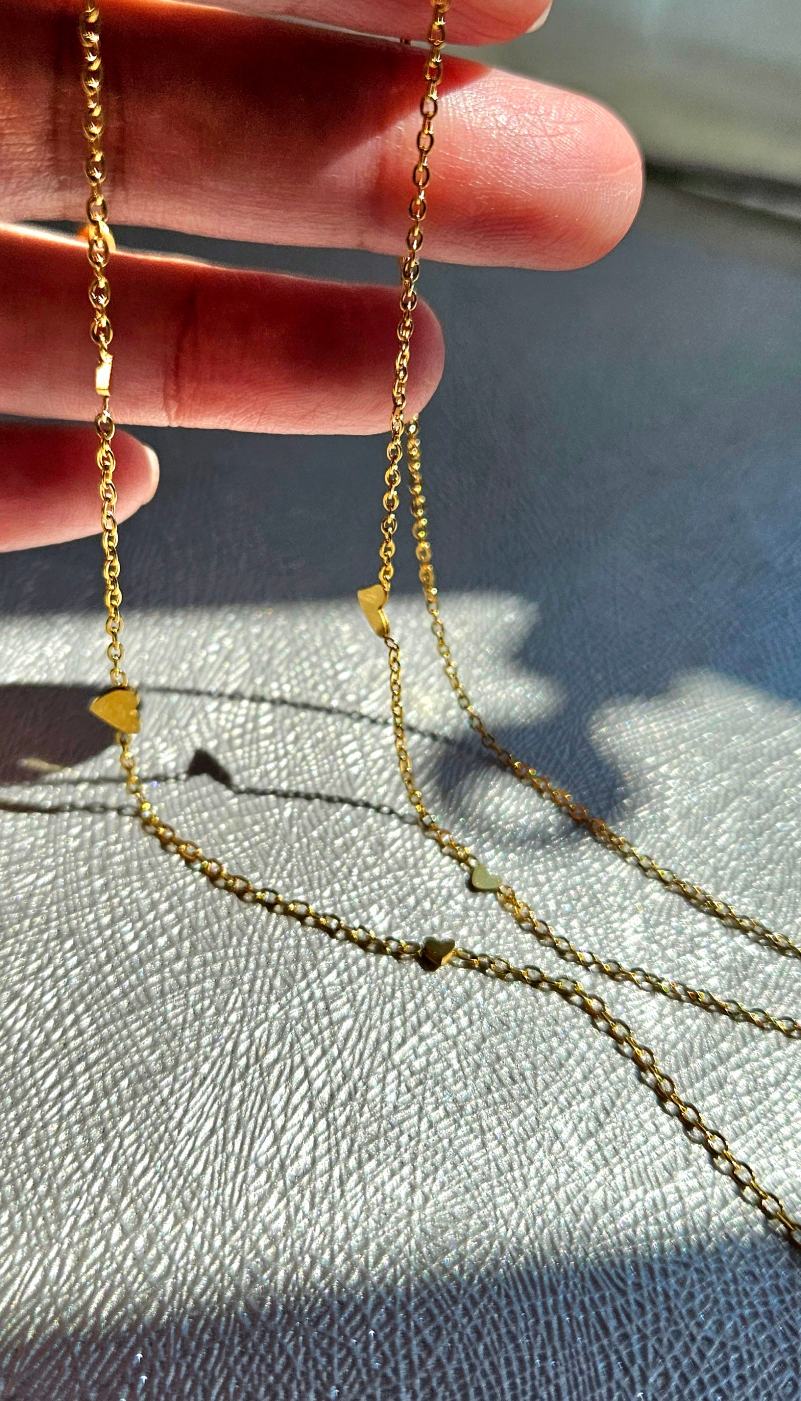 STAINLESS STEEL GOLD HEART BRACELET & NECKLACE SET