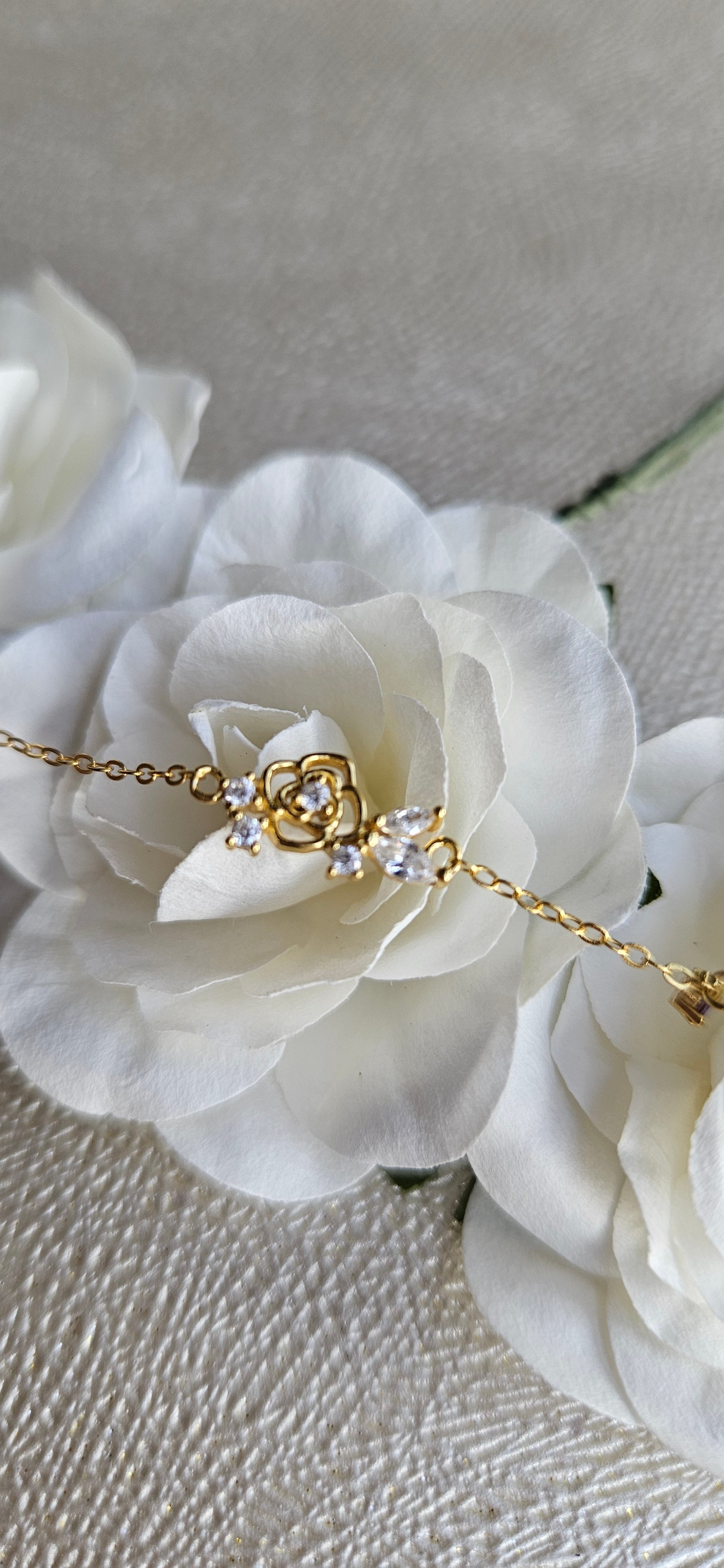 925 STERLING SILVER 14K GOLD-PLATED ROSE BRACELET