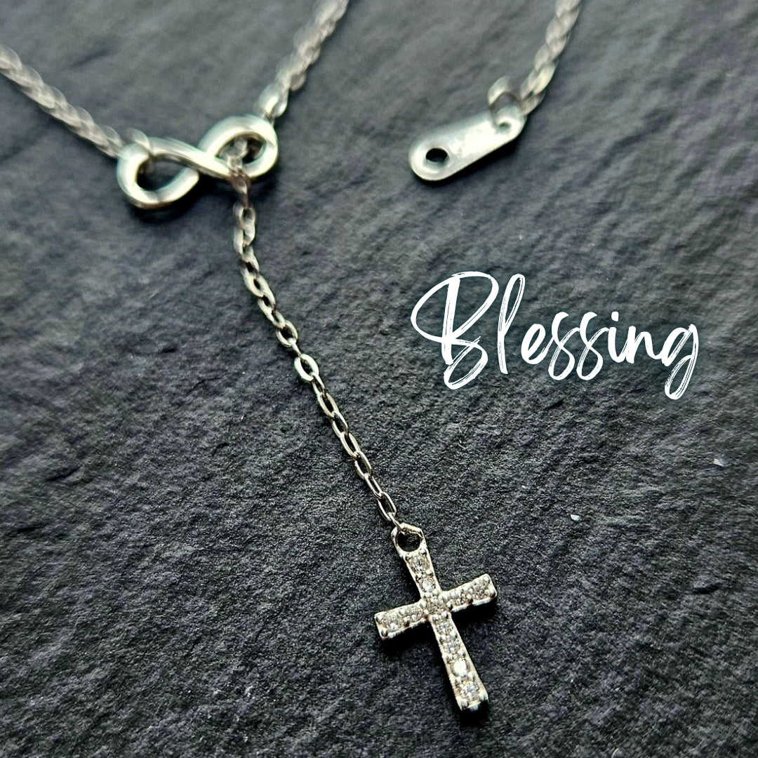 925 STERLING SILVER CROSS & INFINITY NECKLACE (SILVER/ 14K GOLD-PLATED)
