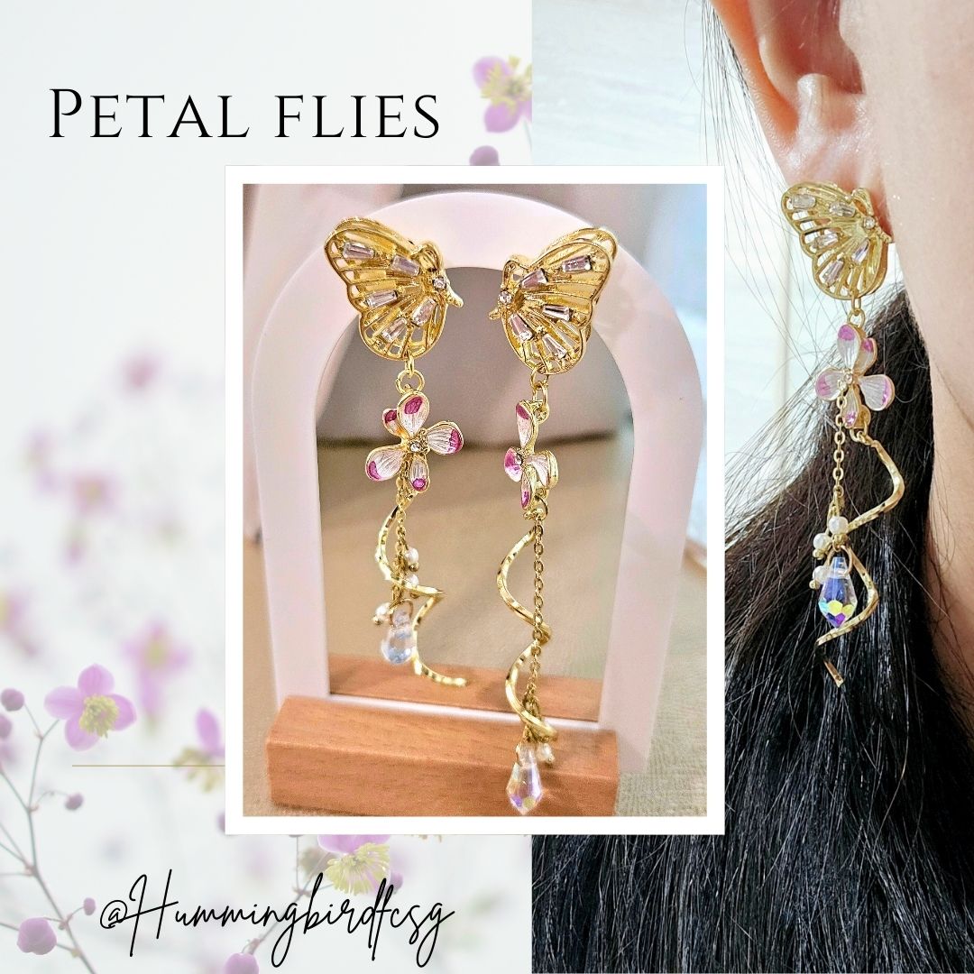 HAND-MADE PINK PETALS TASSEL EARRINGS