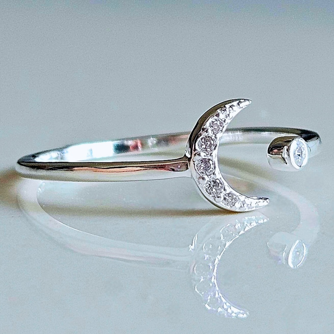 925 STERLING SILVER MOON SILVER RING