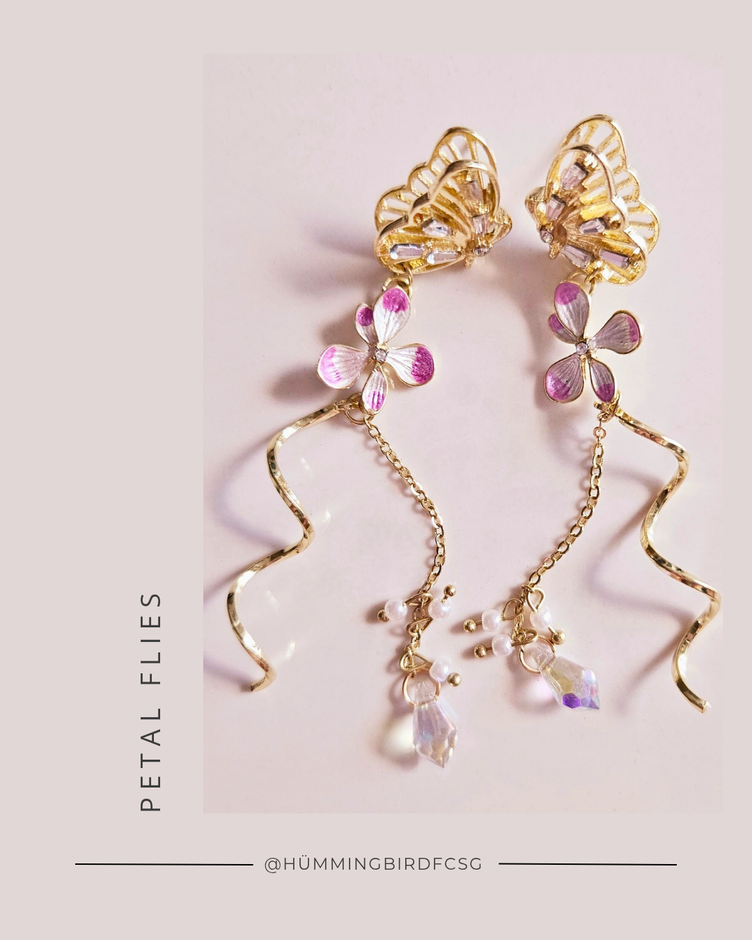 HAND-MADE PINK PETALS TASSEL EARRINGS