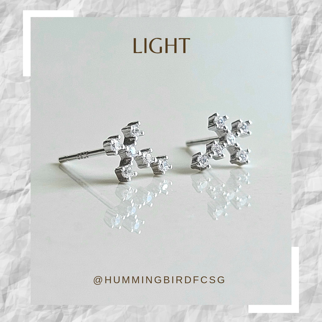 925 STERLING SILVER CROSS EARRINGS OF CUBIC ZIRCONIA