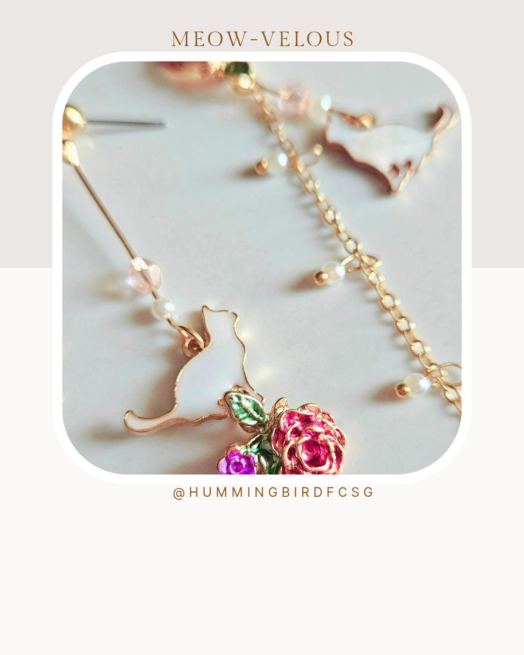 HAND-MADE CAT & FLOWERS TASSEL EARRINGS