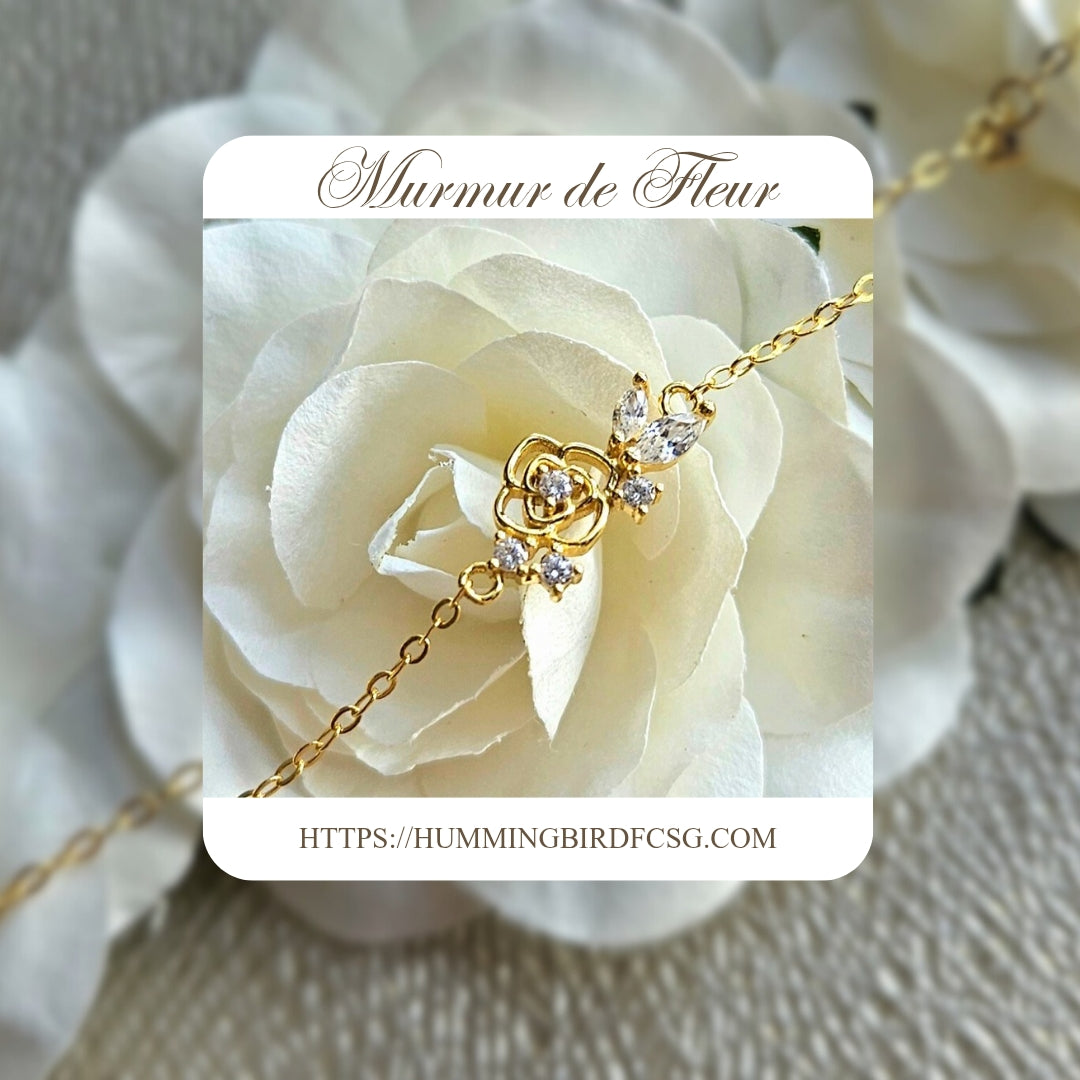 925 STERLING SILVER 14K GOLD-PLATED ROSE BRACELET