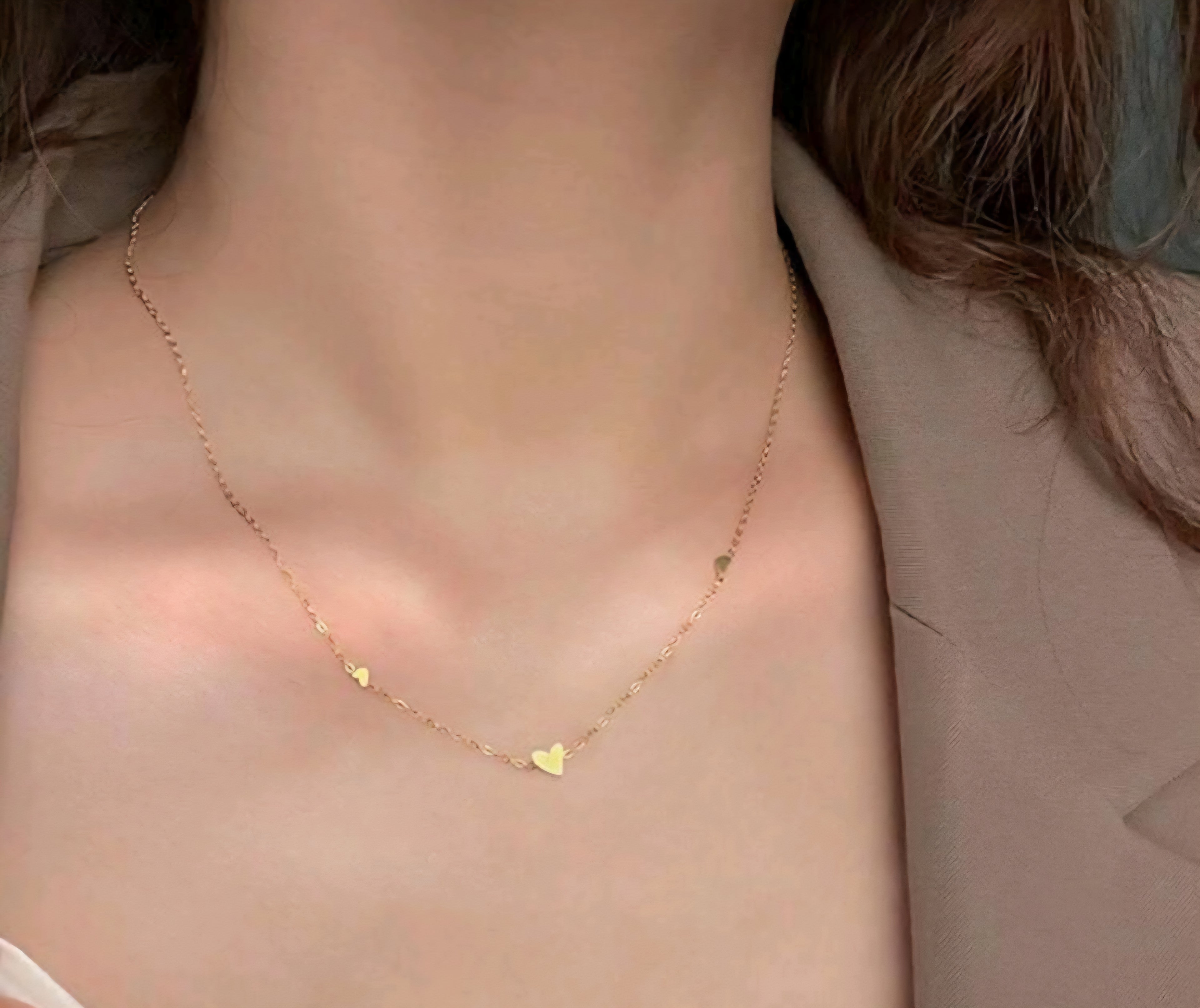 STAINLESS STEEL GOLD HEART BRACELET & NECKLACE SET