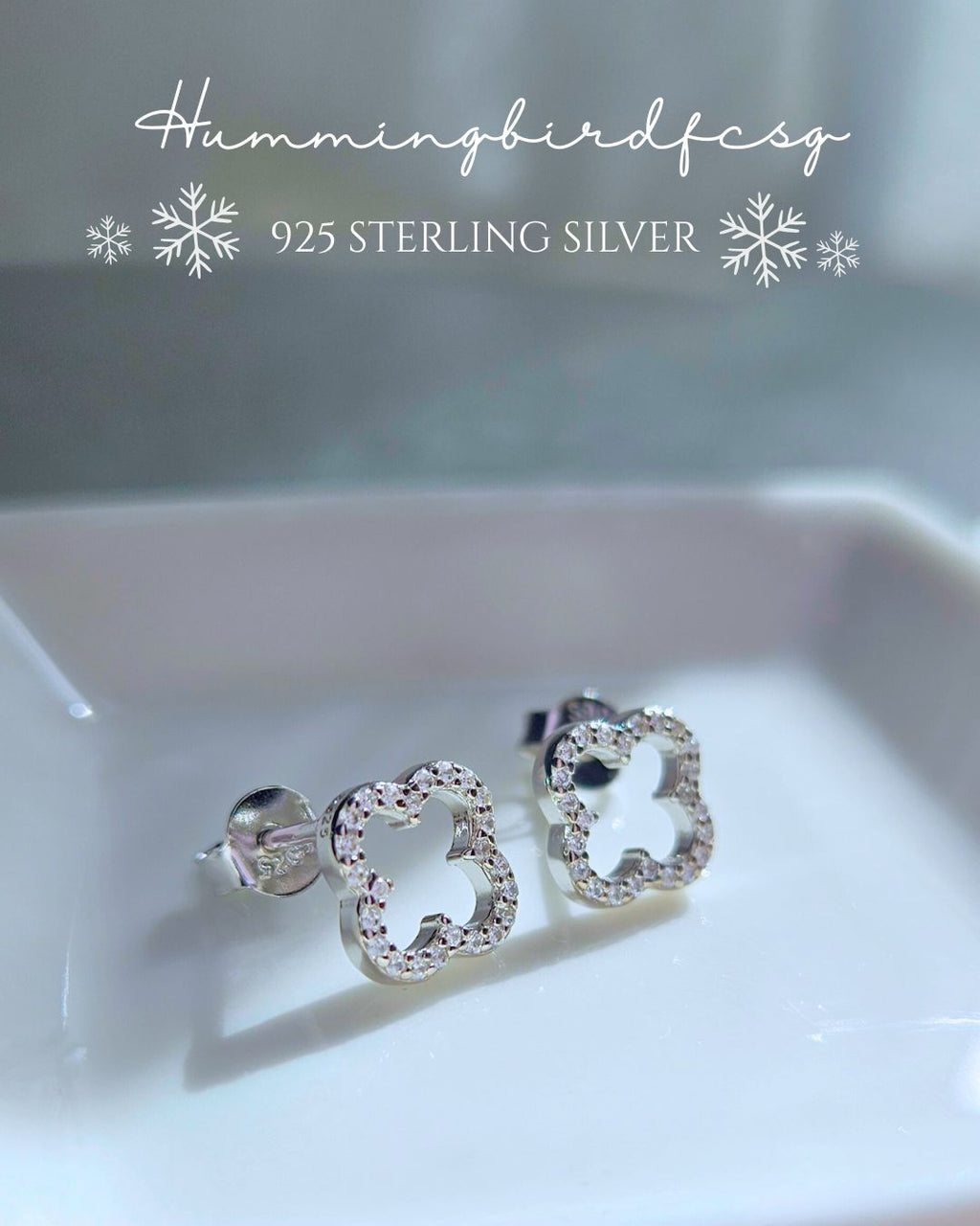 925 STERLING SILVER CLOVER NECKLACE AND EARRINGS SET