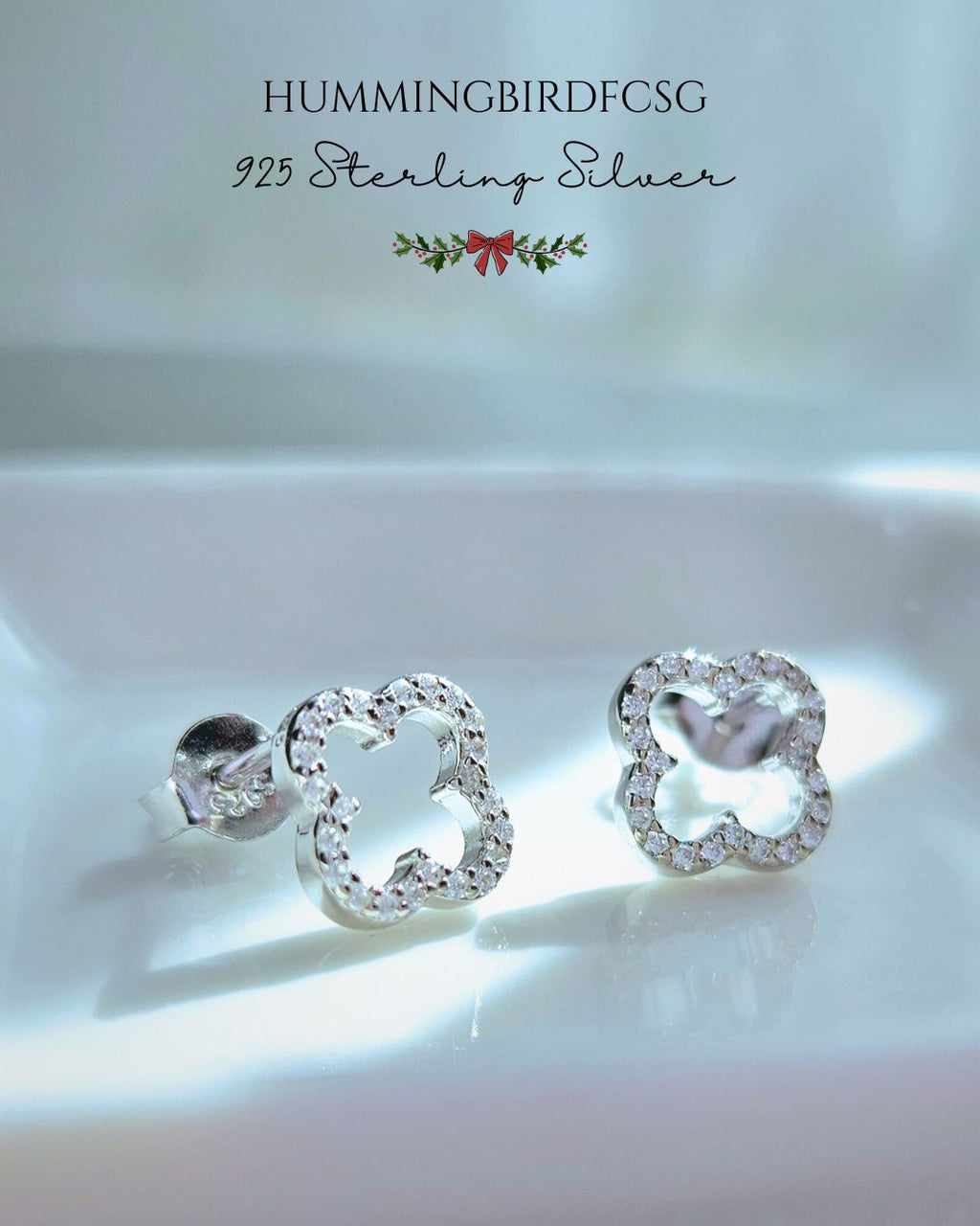 925 STERLING SILVER CLOVER NECKLACE AND EARRINGS SET