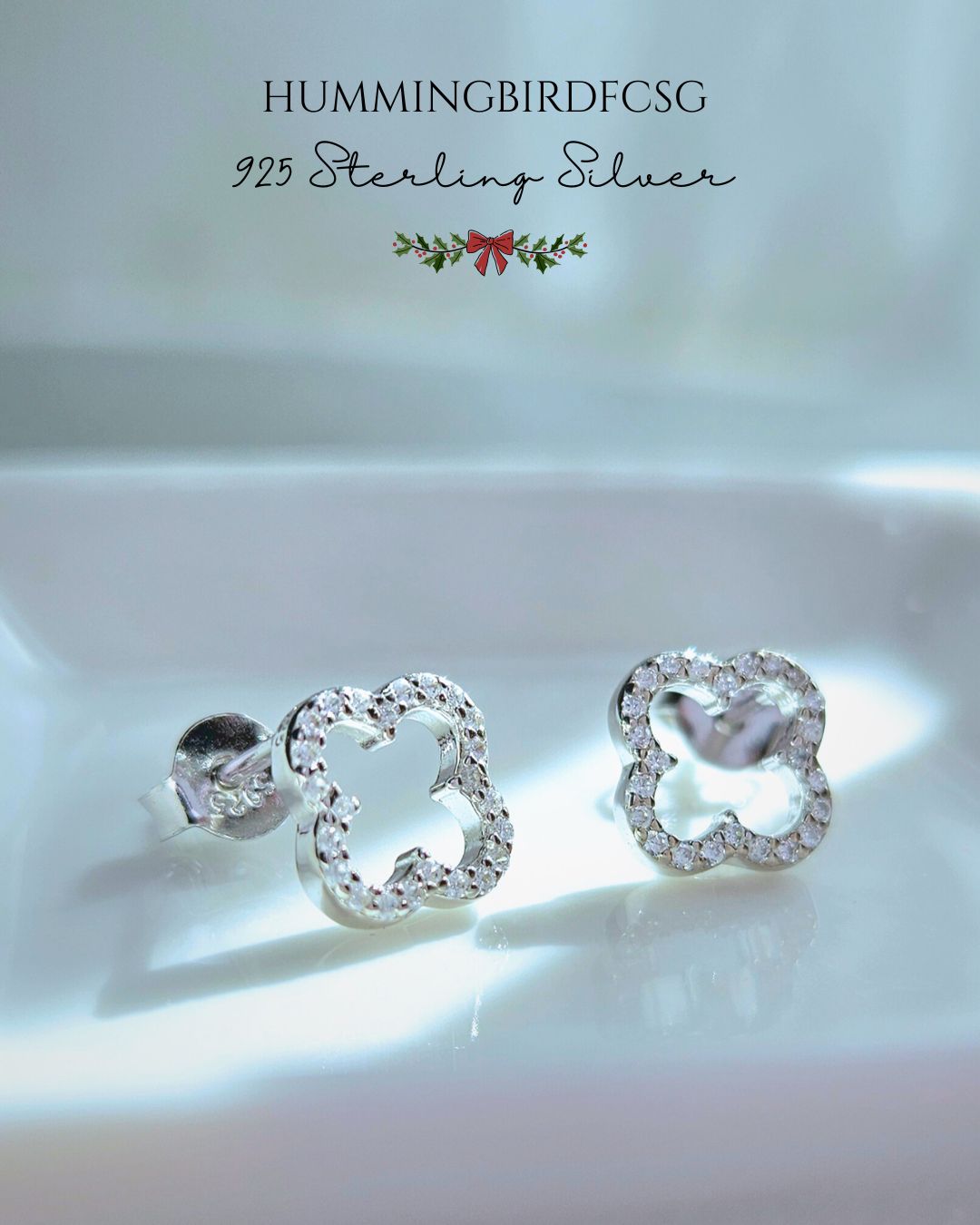 925 STERLING SILVER CLOVER NECKLACE AND EARRINGS SET