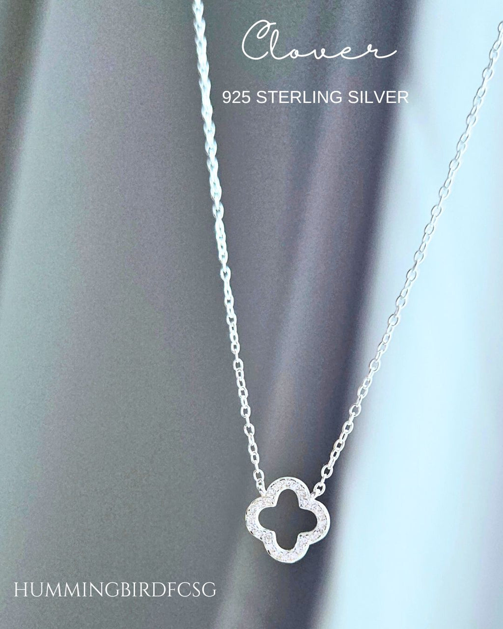 925 STERLING SILVER CLOVER NECKLACE AND EARRINGS SET