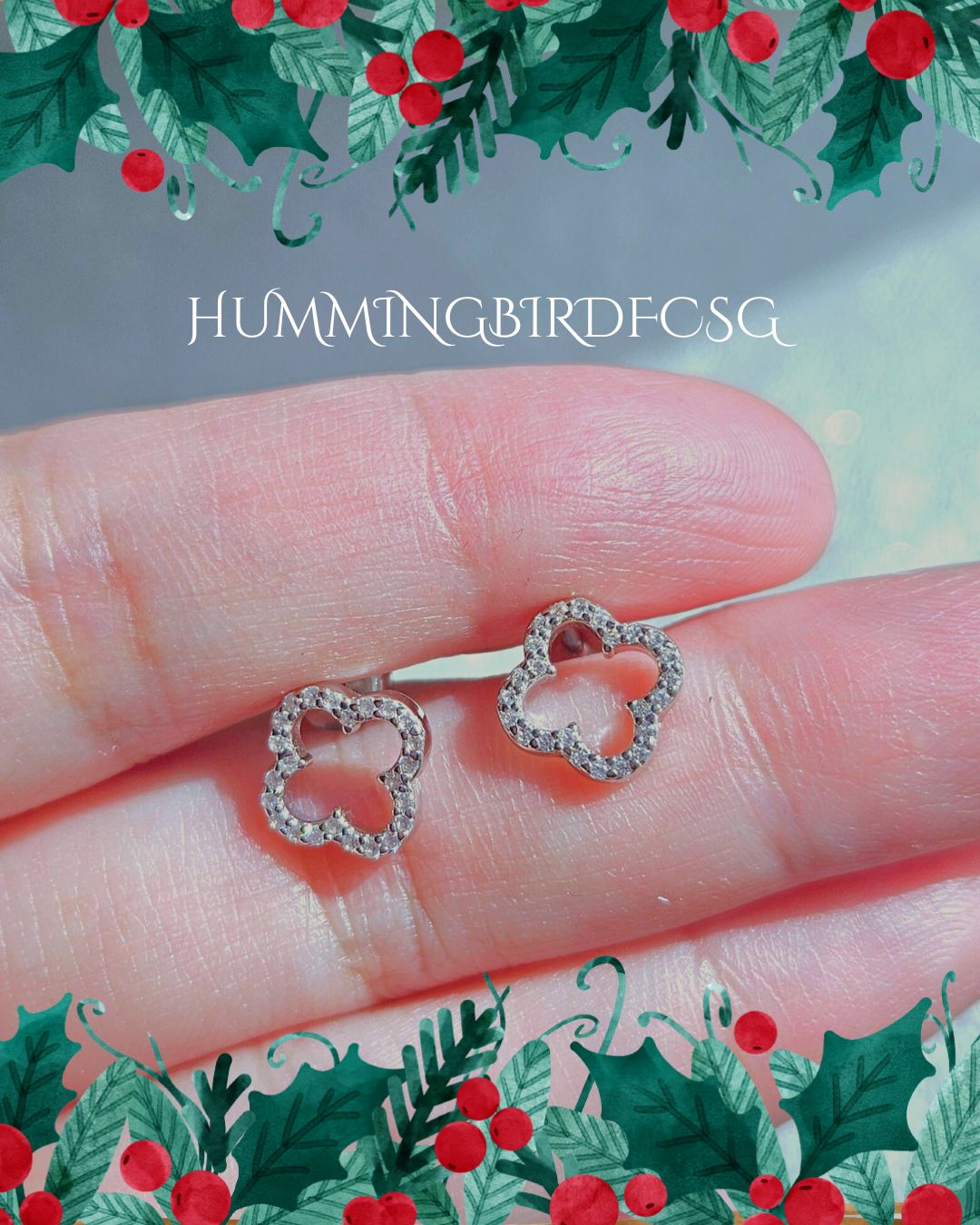 925 STERLING SILVER CLOVER NECKLACE AND EARRINGS SET