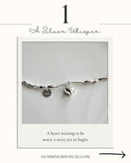 925 STERLING SILVER HEART CHARM SILVER BEADS BRACELET