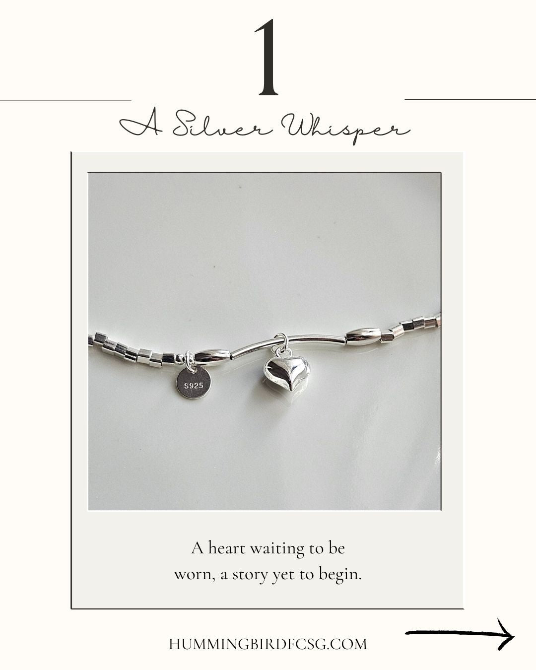 925 STERLING SILVER HEART CHARM SILVER BEADS BRACELET