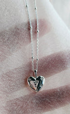 925 STERLING SILVER NECKLACE WITH A HEART PENDANT OF CUBIC ZIRCONIA STONES