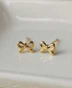 STAINLESS STEEL 18K GOLD-PLATED BOW NECKLACE & EARRINGS SET
