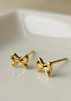 STAINLESS STEEL 18K GOLD-PLATED BOW NECKLACE & EARRINGS SET