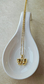 STAINLESS STEEL 18K GOLD-PLATED BOW NECKLACE & EARRINGS SET