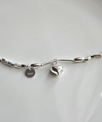 925 STERLING SILVER HEART CHARM SILVER BEADS BRACELET