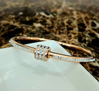 STAINLESS STEEL ROSE GOLD BANGLE WITH RHINESTONES