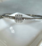 STAINLESS STEEL SILVER BANGLE WITH RHINESTONES