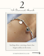925 STERLING SILVER HEART CHARM SILVER BEADS BRACELET
