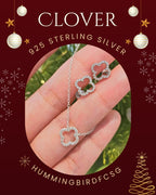 925 STERLING SILVER CLOVER NECKLACE AND EARRINGS SET