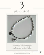 925 STERLING SILVER HEART CHARM SILVER BEADS BRACELET
