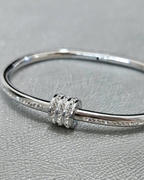 STAINLESS STEEL SILVER BANGLE WITH RHINESTONES