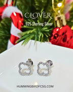 925 STERLING SILVER CLOVER NECKLACE AND EARRINGS SET