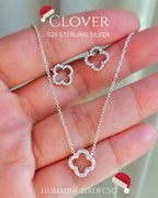 925 STERLING SILVER CLOVER NECKLACE AND EARRINGS SET