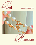 CULTURED PEARL & RHINESTONES BRACELET WITH 18K GOLD-PLATED HEART CHARM