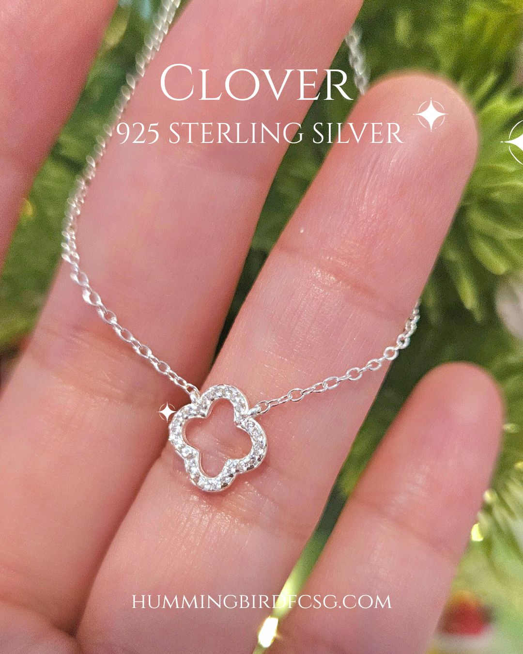 925 STERLING SILVER CLOVER NECKLACE AND EARRINGS SET