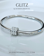STAINLESS STEEL SILVER BANGLE WITH RHINESTONES