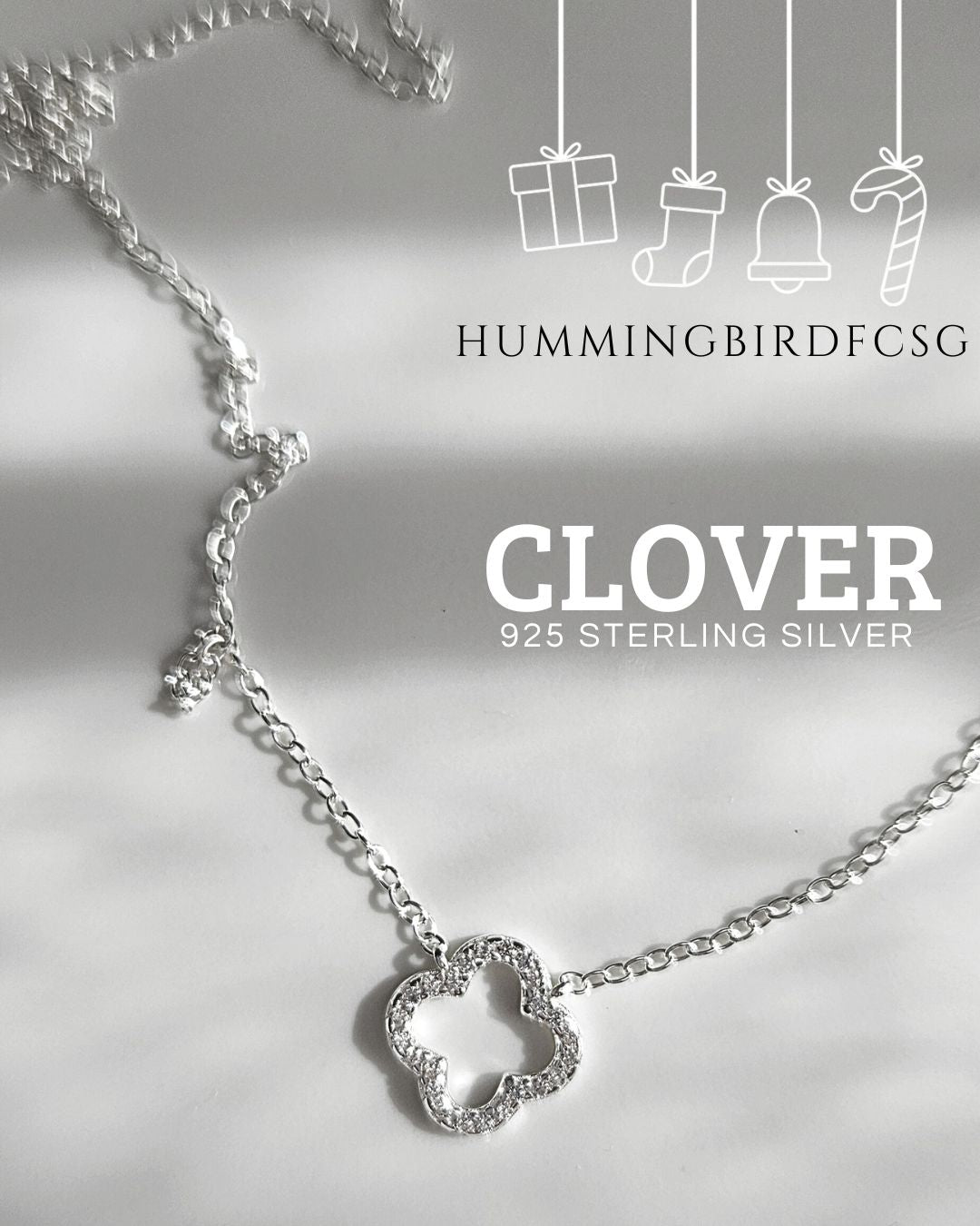 925 STERLING SILVER CLOVER NECKLACE AND EARRINGS SET