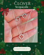 925 STERLING SILVER CLOVER NECKLACE AND EARRINGS SET
