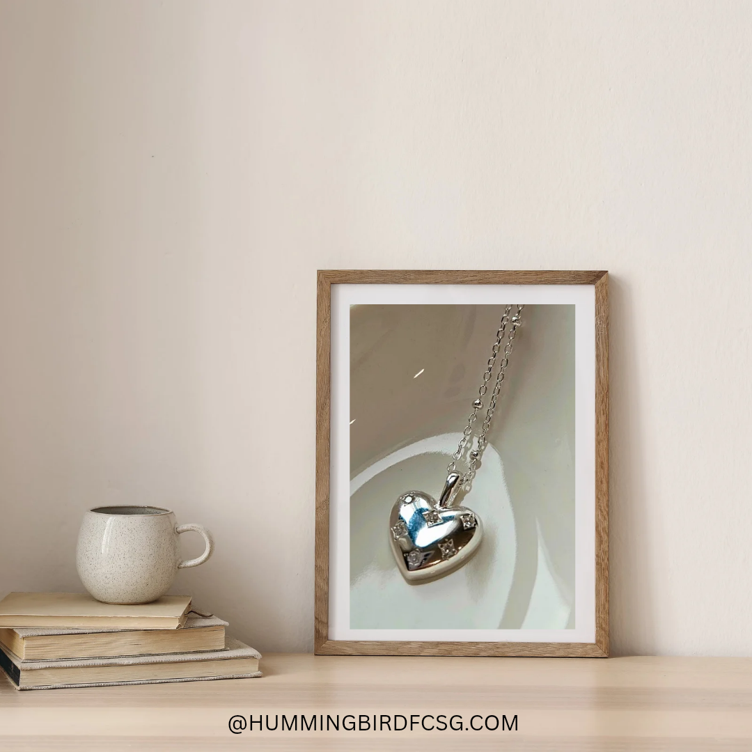 925 STERLING SILVER NECKLACE WITH A HEART PENDANT OF CUBIC ZIRCONIA STONES