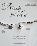 925 STERLING SILVER HEART CHARM SILVER BEADS BRACELET